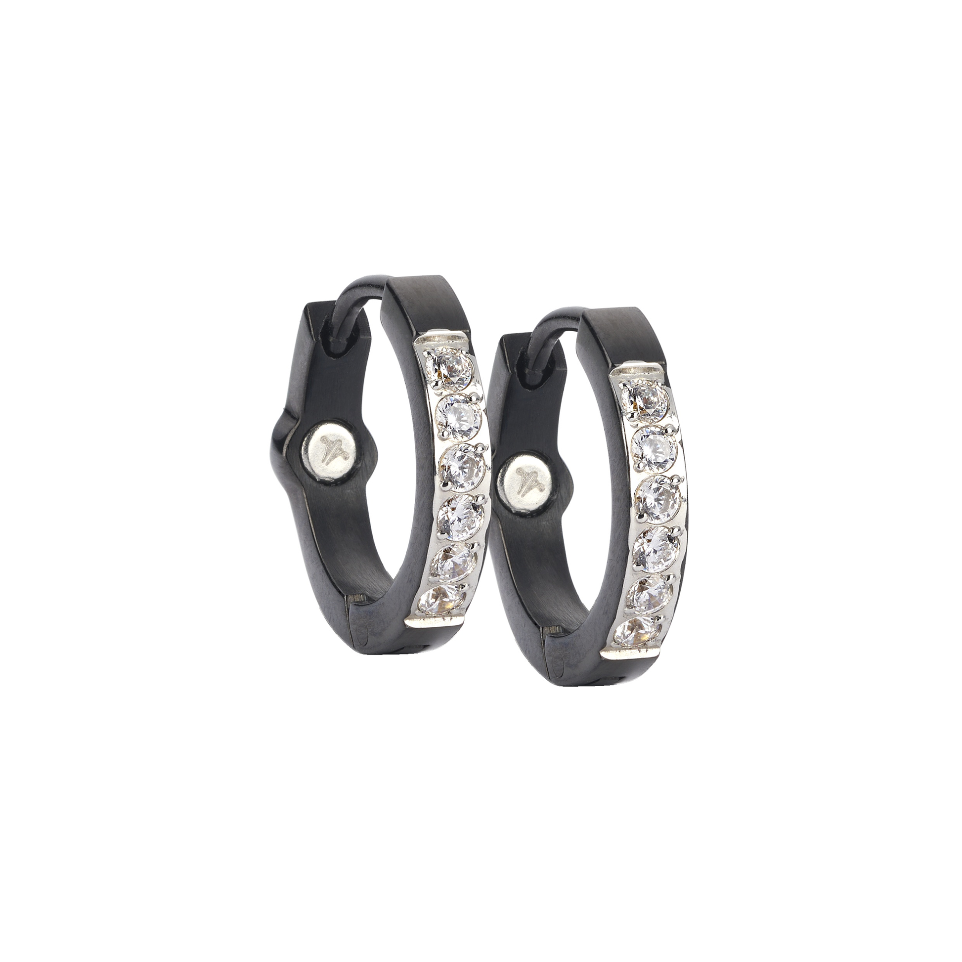 Boucles d'oreilles créoles Sparkle – Noires, 15 mm