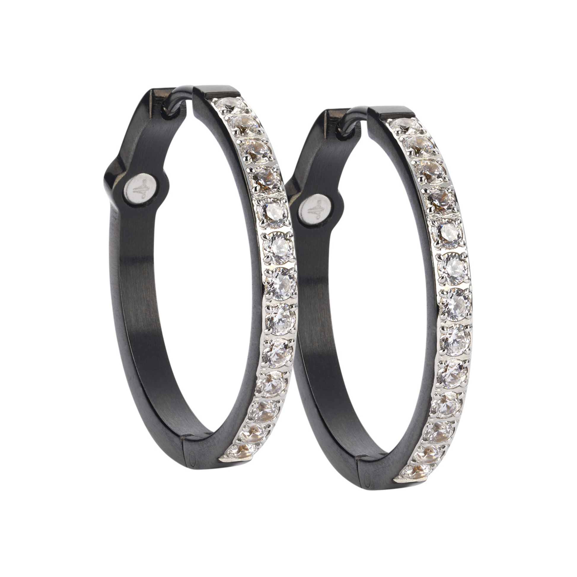 Boucles d'oreilles créoles Sparkle – Noires, 25 mm