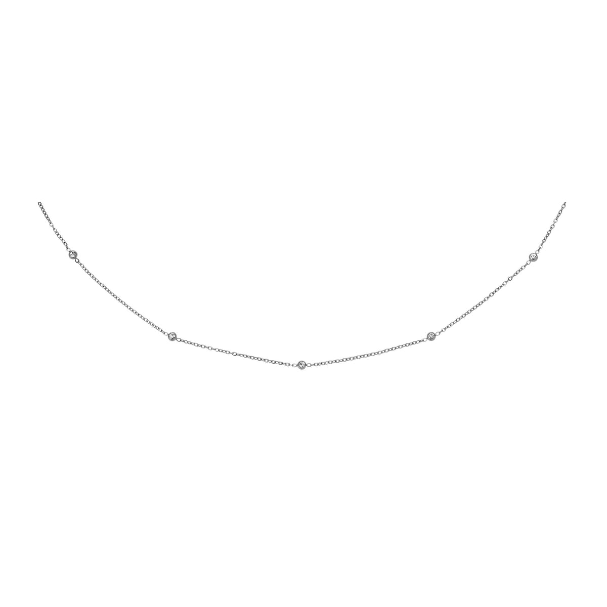 Halskette mit Zirkonia-Element, Silber, M bis XL
