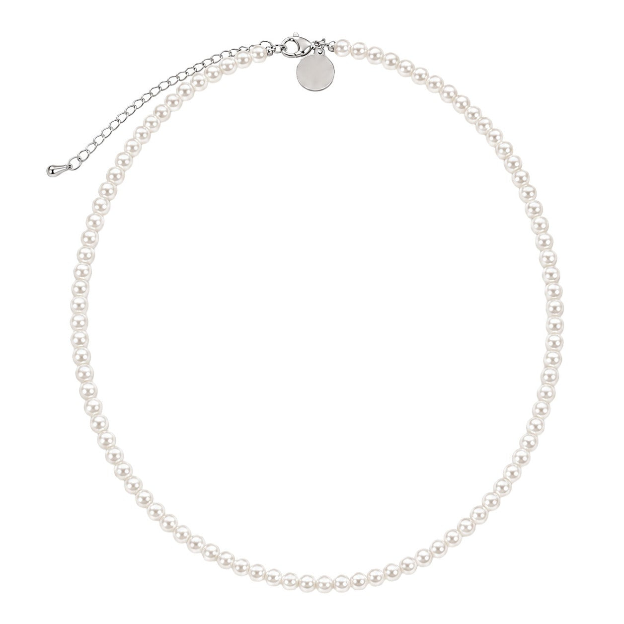 Halskette mit Barockperle, Silber, M bis XL