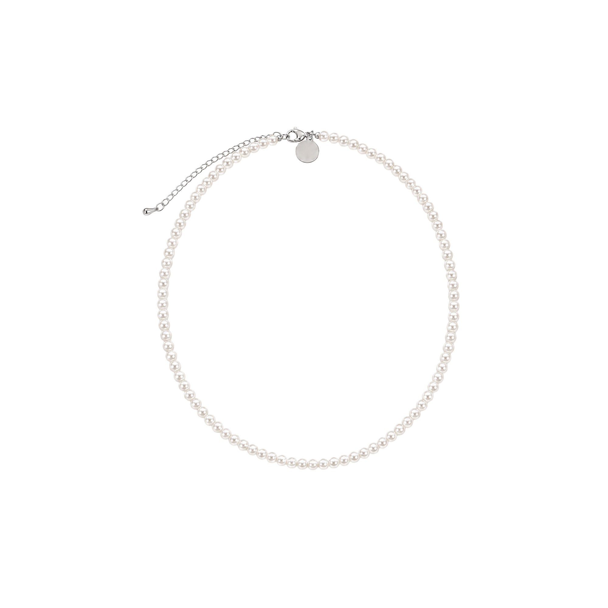 Halskette mit Barockperle, Silber, M bis XL