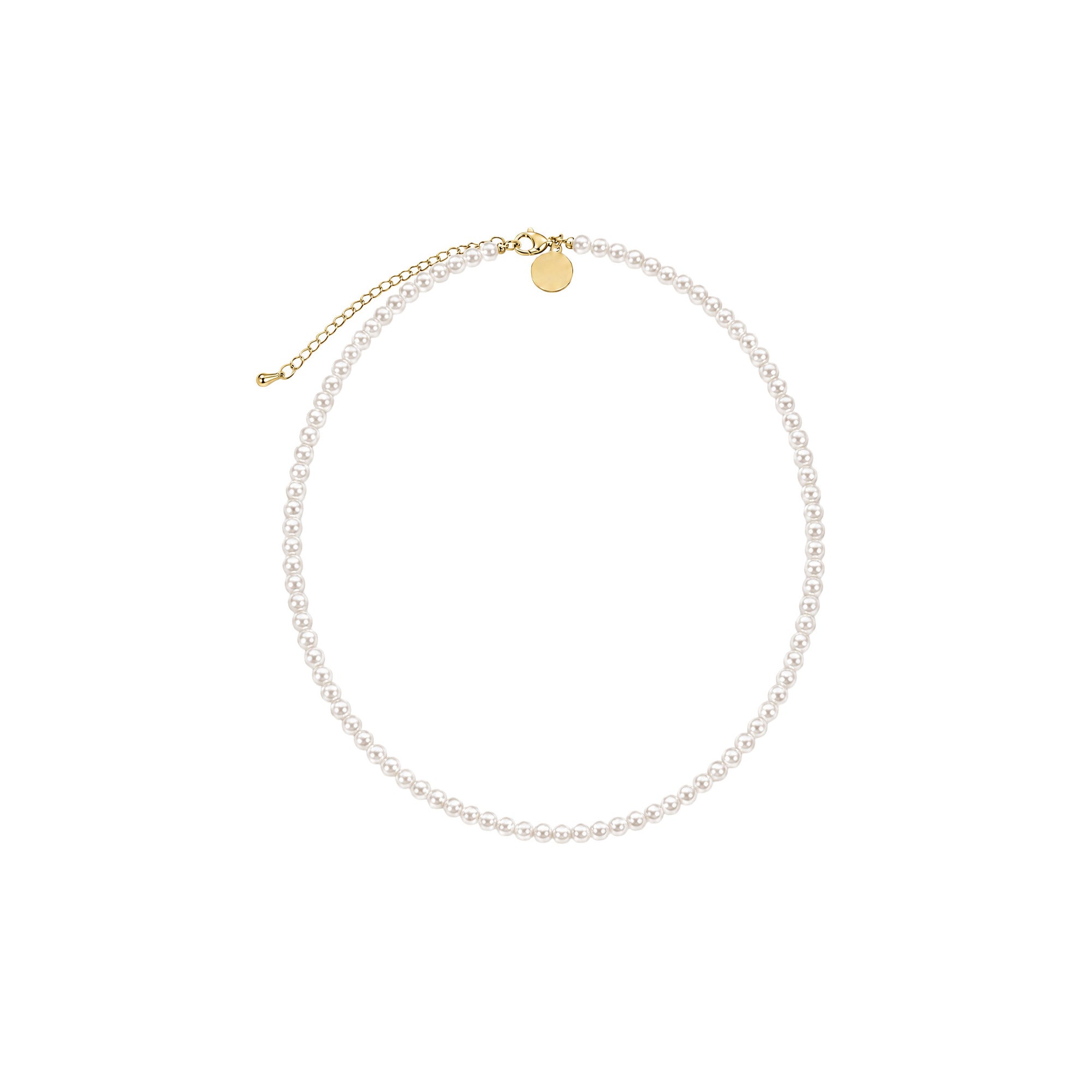 Perlenkette Gold aus Muschelkernperlen, Ø 5 mm