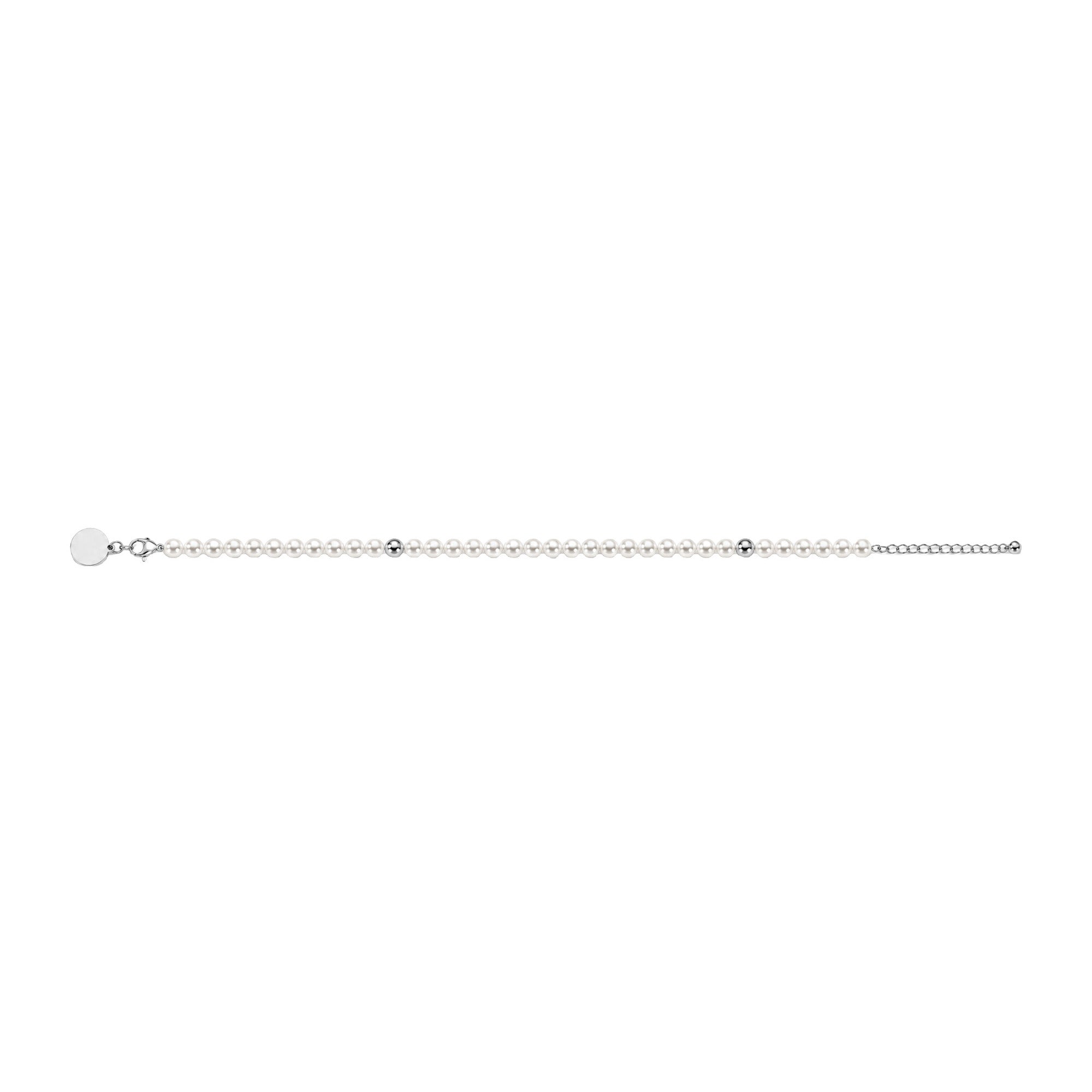 Perlenfußkette Silber, 22 bis 28 cm