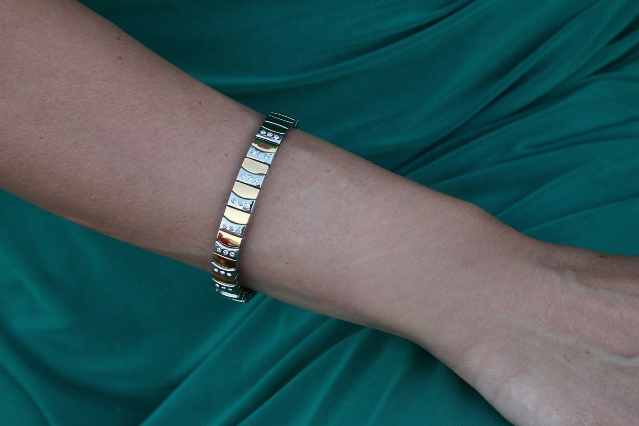 Bracelet souple bicolore oxyde de zirconium