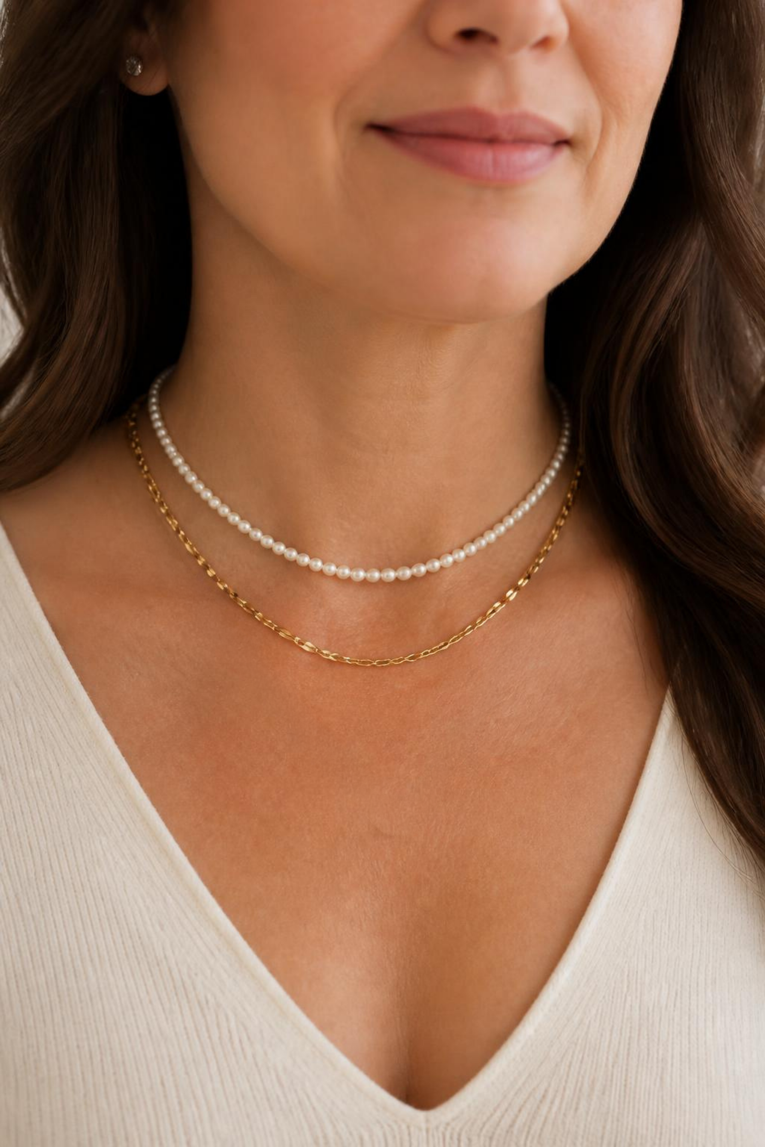 Halskette mit Barockperle, Silber, M bis XL